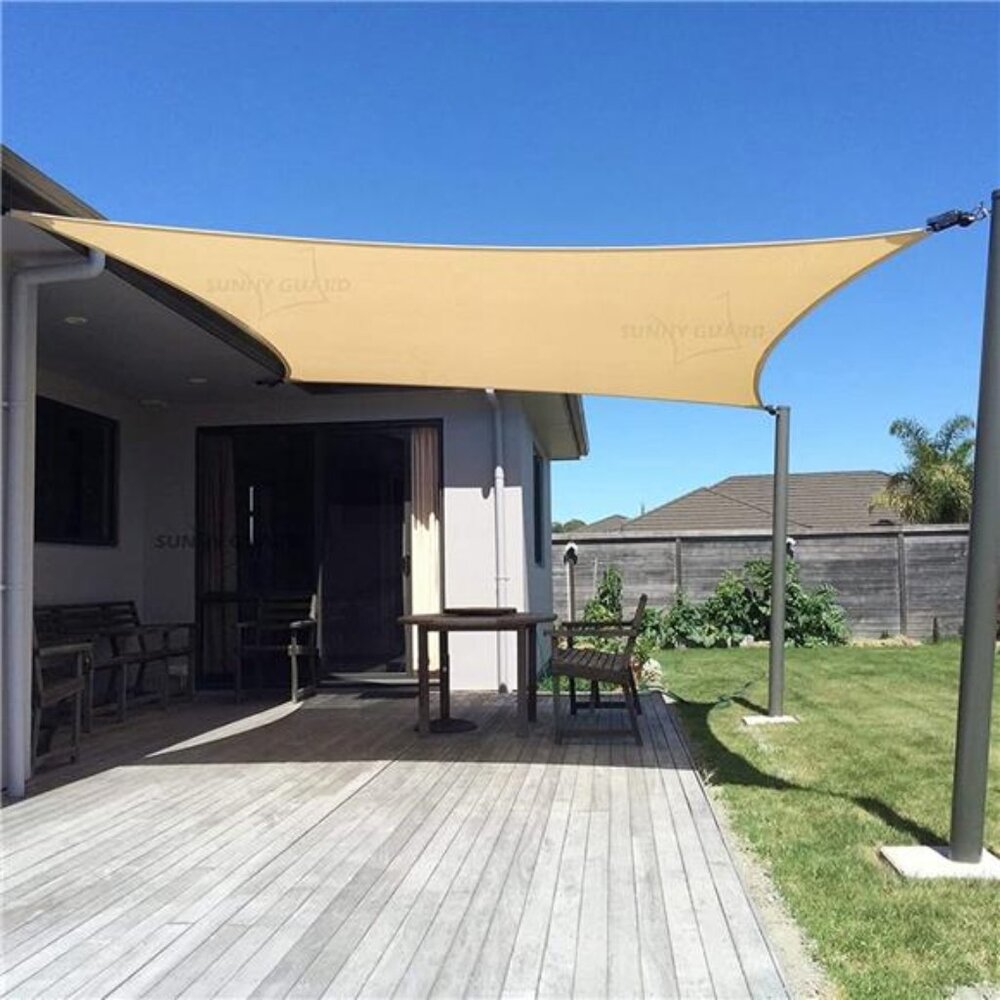 Sun Shade Sail 10' x 13' Rectangle Sand UV Block Sunshade for Backyard Yard Deck